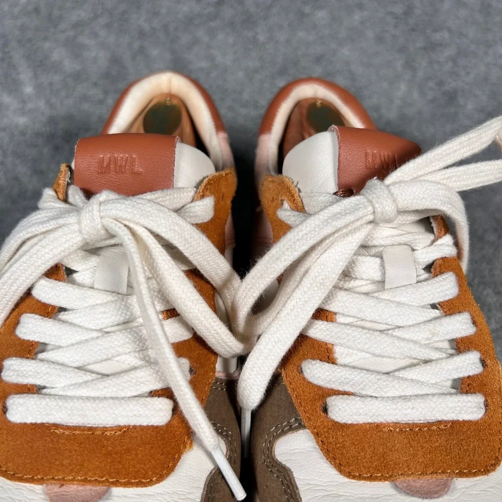 Madewell MWL Court Sneakers Colorblock Leather Suede Pink Brown Women 9.5M Men 8